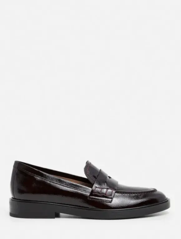 Flattered - Sara nahkaloaferit, patent burgundi
