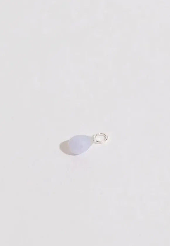 Gauhar - Blue Lace Agate Drop riipus, hopea