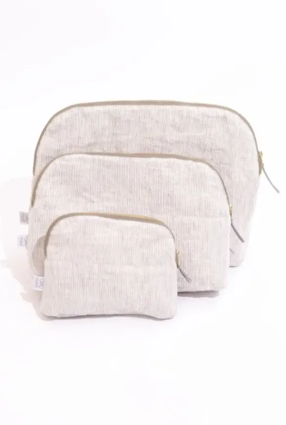 Gauhar - kosmetiikkapussi raidallinen beige-valk